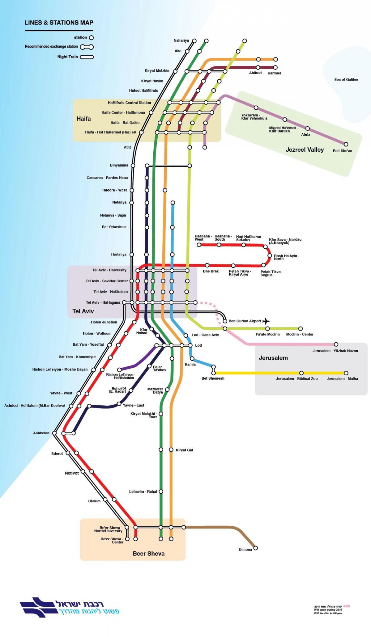 Mapa stacji kolejowych w Jerozolimie