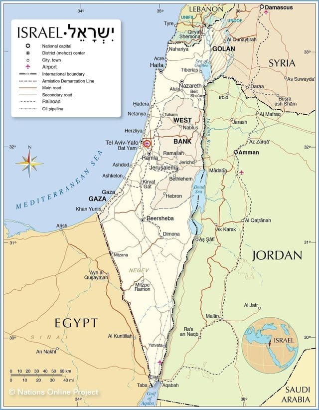 Mapa lotnisk w Jerozolimie