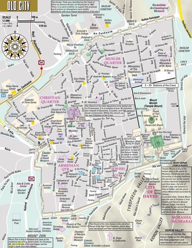 Mapa centrum Jerozolimy