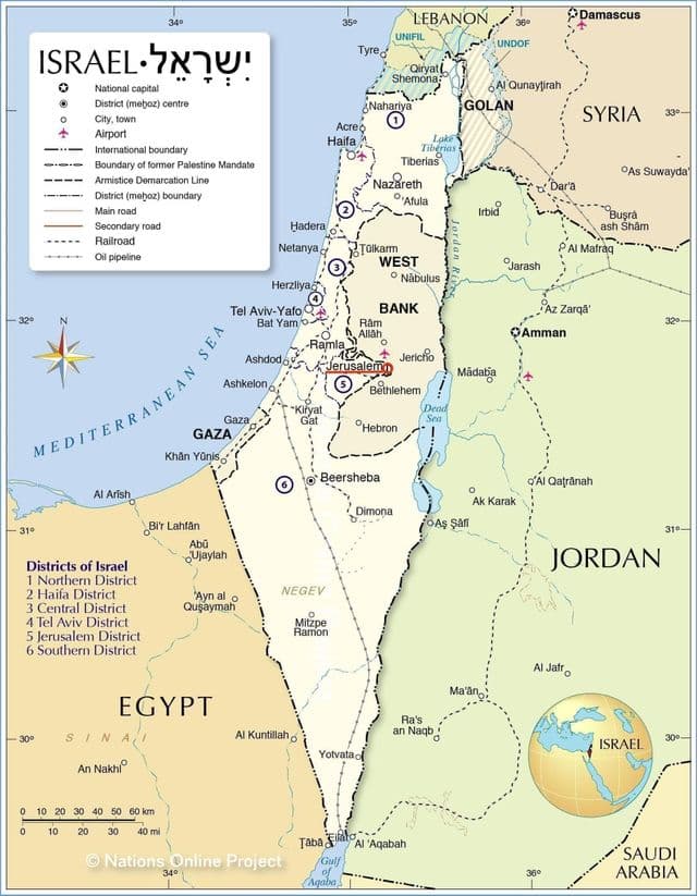 Jerozolima na mapie Izraela