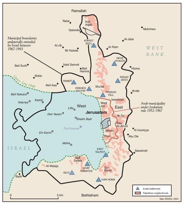 Mapa dzielnic Jerozolimy
