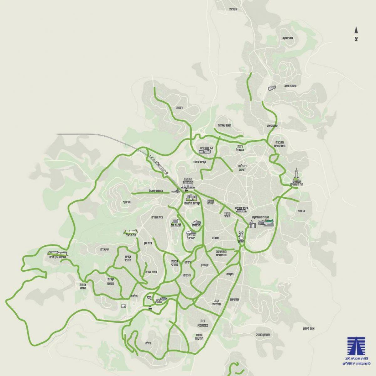 Mapa szlaków rowerowych Jerozolimy