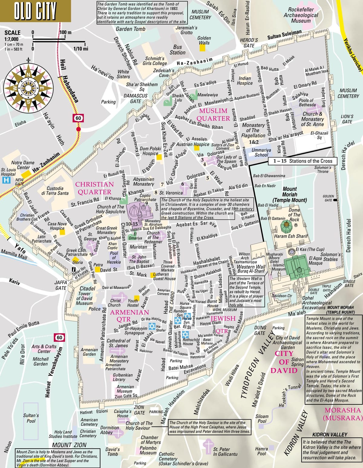 Mapa centrum Jerozolimy